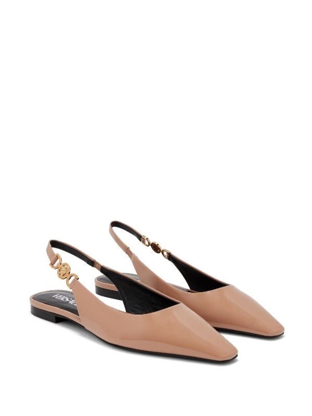 Versace Tan Patent Medusa Slingback Ballet Flats Ballerina Shoes EU 41